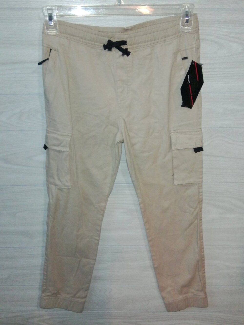 Quad Seven Cargo Khaki Pants Boys Size 16 Tan Cotton Blend Activewear NEW w/Tags